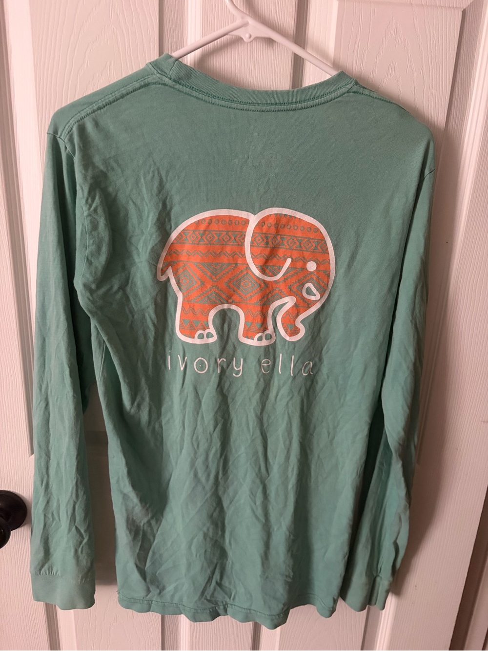 Ivory Ella T Shirt Long Sleeve Elephant Logo Mandela Zen Teal Orange Pocket S
